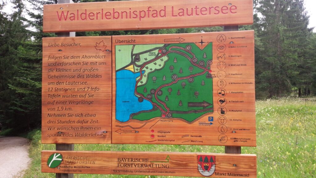 ラウター湖のWalderlebnispfad案内図